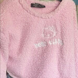 Hello Kitty Light Pink Fuzzy Cropped Sweater